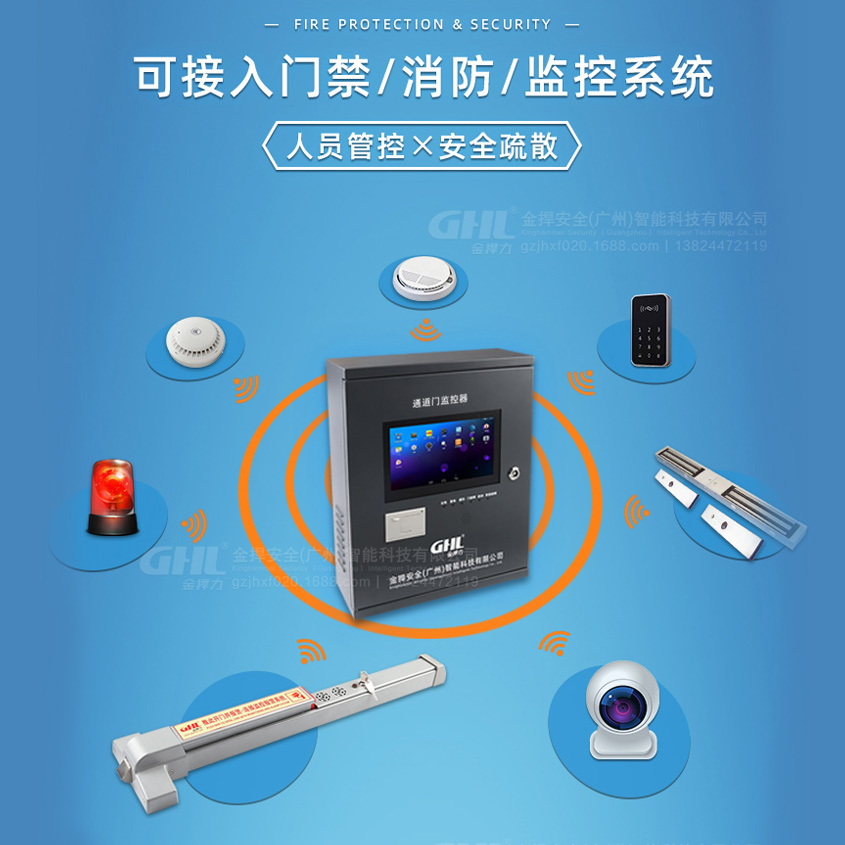 门禁型报警逃生门锁控制系统 防火门消防联动门禁系统 金捍力