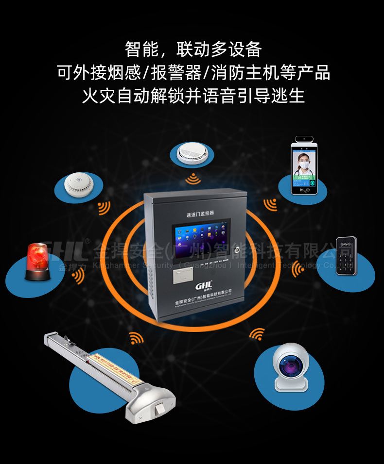 智能联动多设备可接烟感、报警器、消防主机等