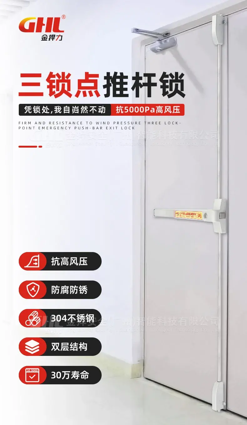 抗5000Pa高风压三锁点推杆锁
